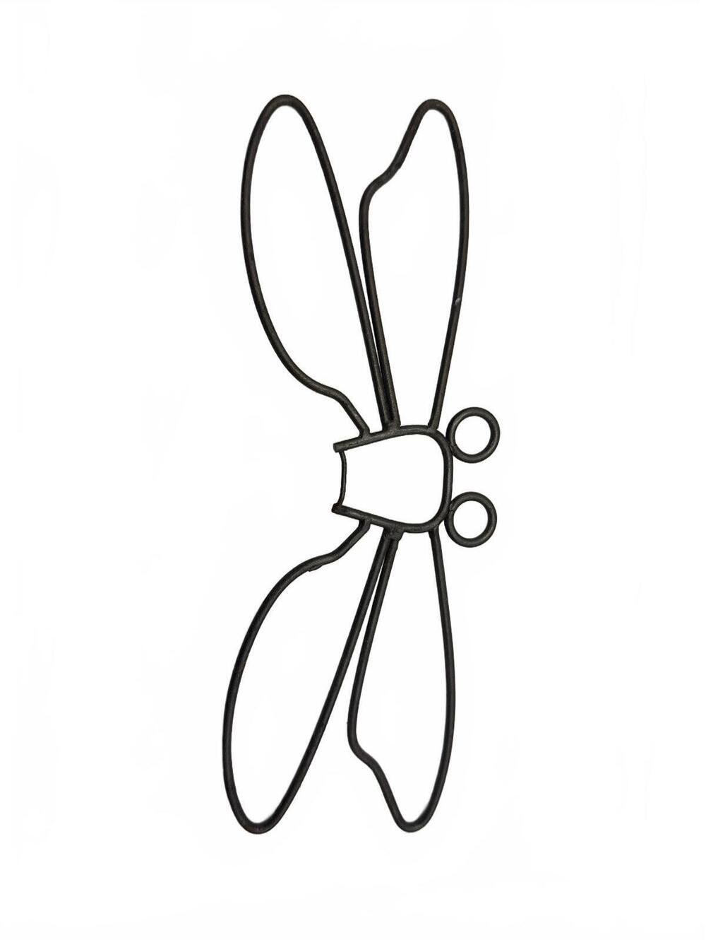 Handmade Wrought Iron Wire Dragonfly Head and Wings Garden Art Wall Decor